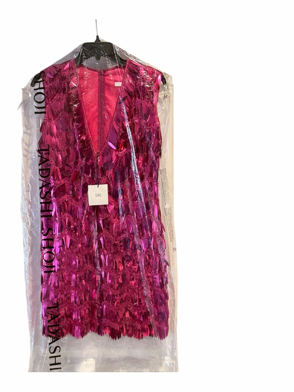 TADASHI SHOJI Metallic Pink Fuchsia Eris Sequin Fringe Mini Dress Size 2 NWT - Picture 6 of 9